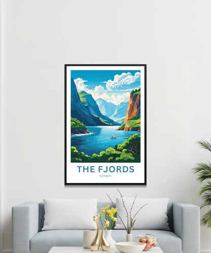 The Fjords Travel Print - The Fjords poster, Norway Wall Art, Framed present, Gift Europe Present - TravelTreasureCo