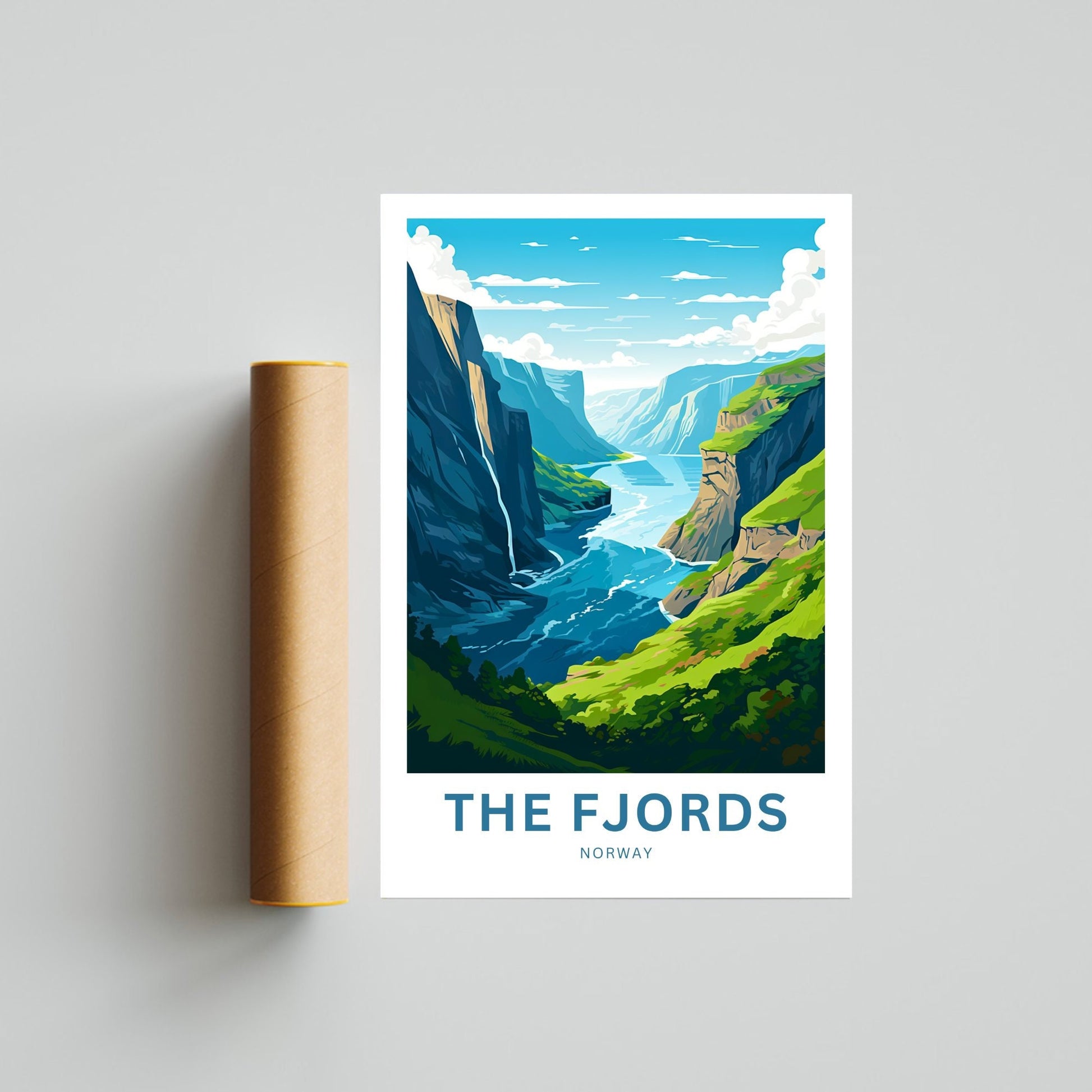 The Fjords Travel Print - The Fjords poster, Norway Wall Art, Framed present, Gift Europe Present - TravelTreasureCo