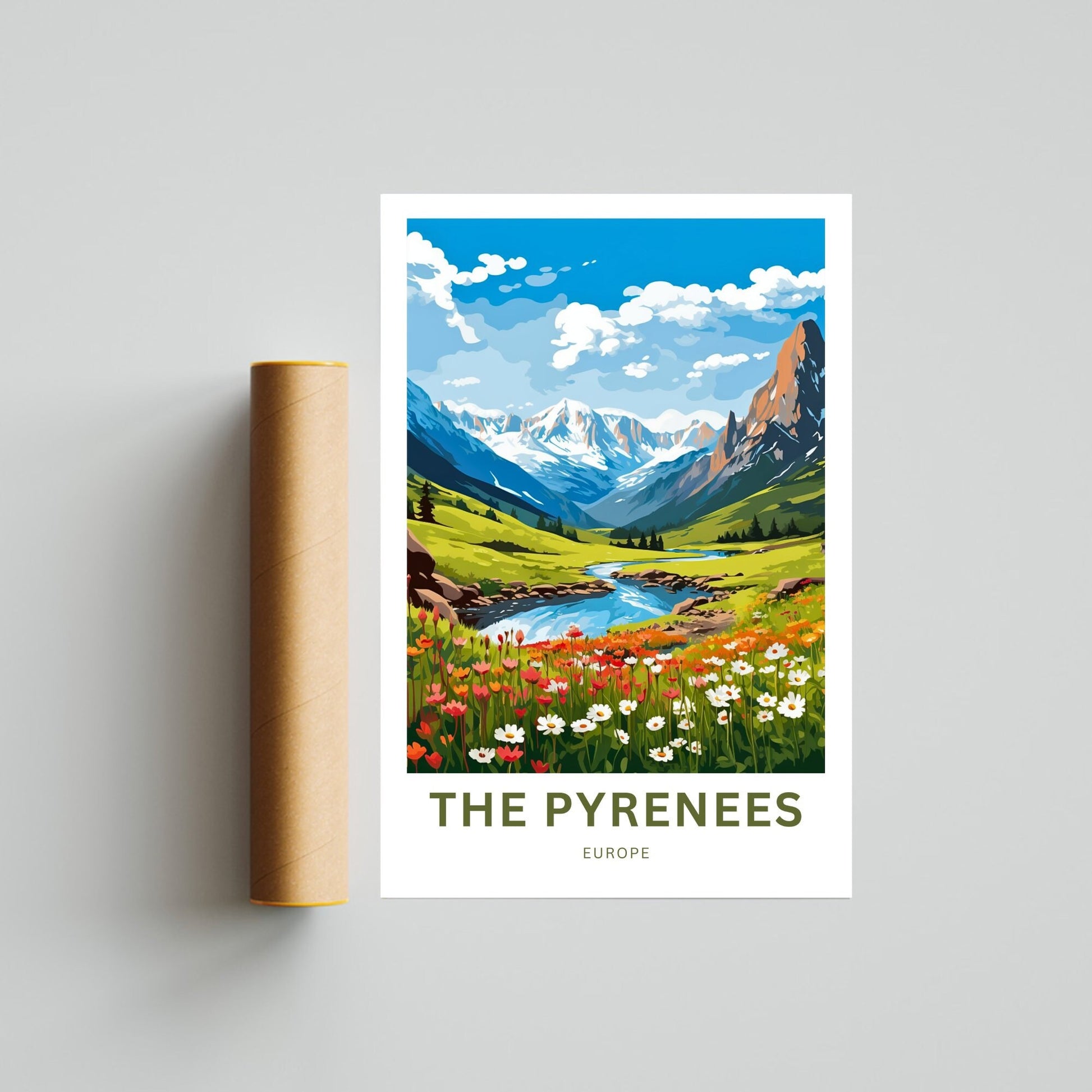 The Pyrenees Travel Print - The Pyrenees poster, Europe Wall Art, Framed present, Gift Europe Present - TravelTreasureCo