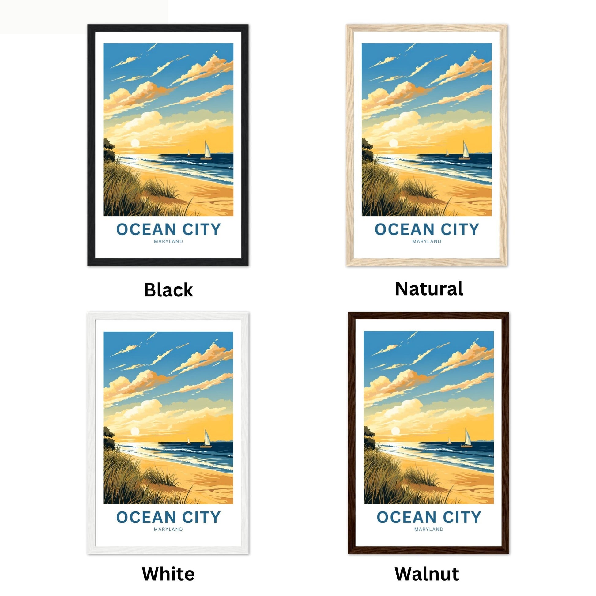 Ocean City Travel Print - Ocean City poster, Maryland Wall Art, Framed present, Gift Maryland Present - TravelTreasureCo