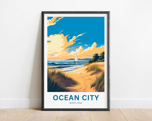 Ocean City Travel Print - Ocean City poster, Maryland Wall Art, Framed present, Gift Maryland Present - TravelTreasureCo