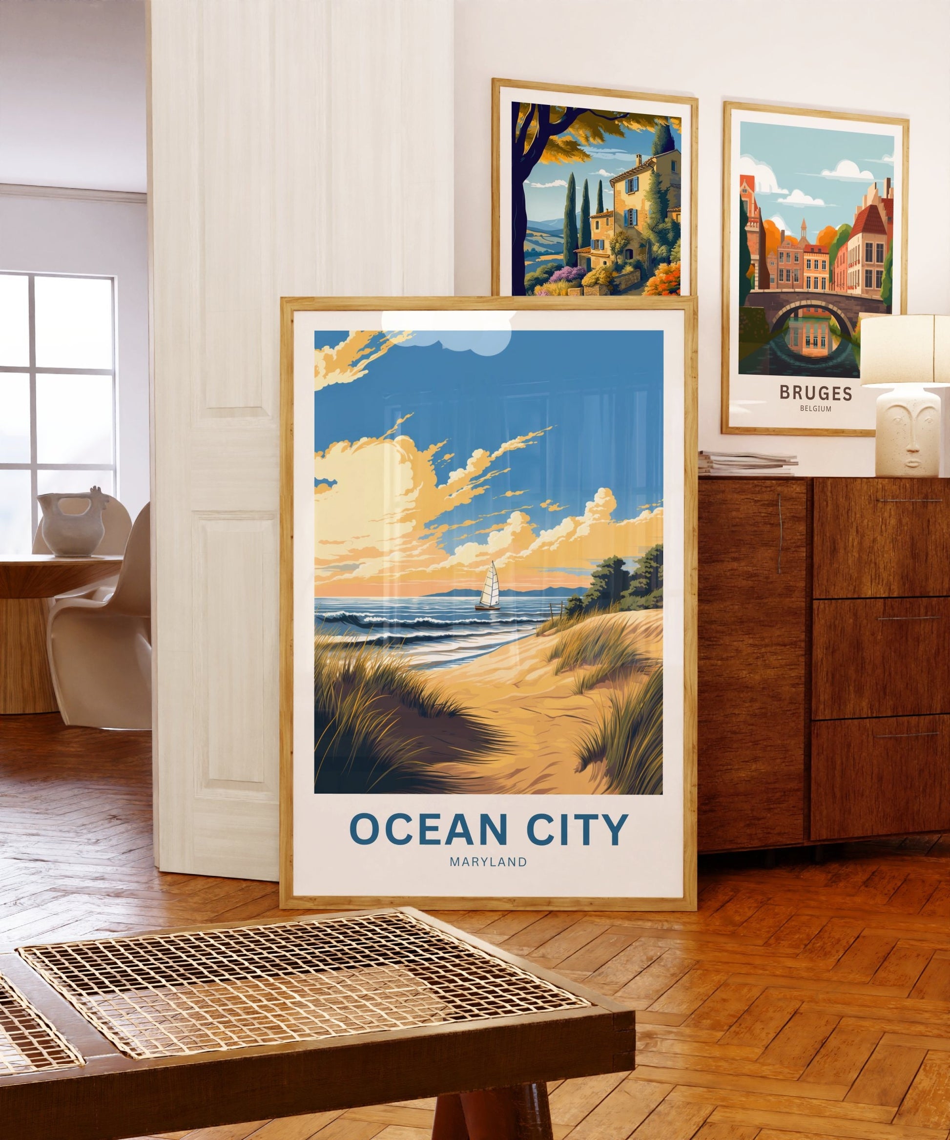 Ocean City Travel Print - Ocean City poster, Maryland Wall Art, Framed present, Gift Maryland Present - TravelTreasureCo