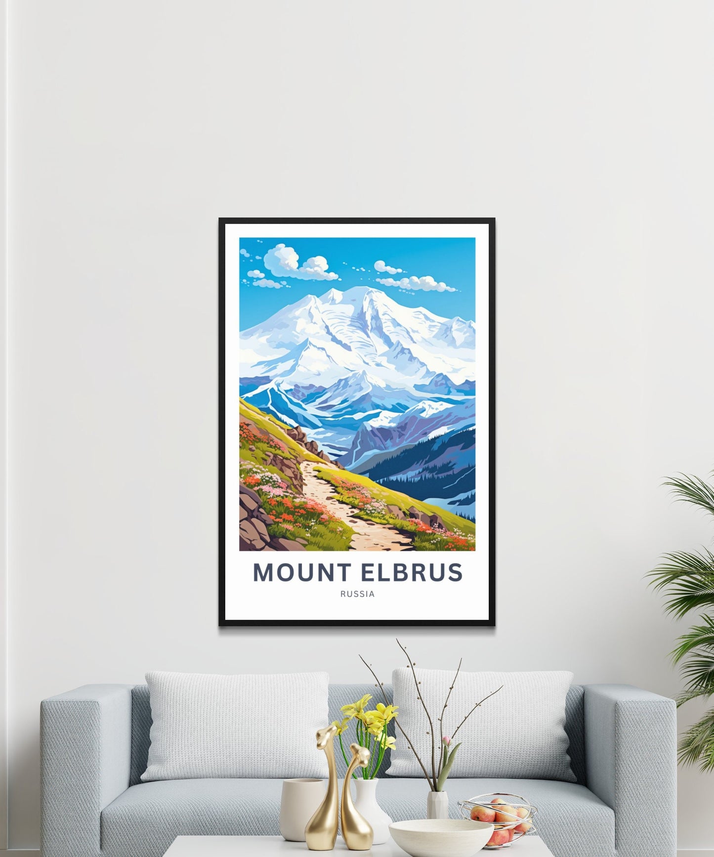 Mount Elbrus Travel Print - Mount Elbrus poster, Russia Wall Art, Framed present, Gift Russia Present - TravelTreasureCo