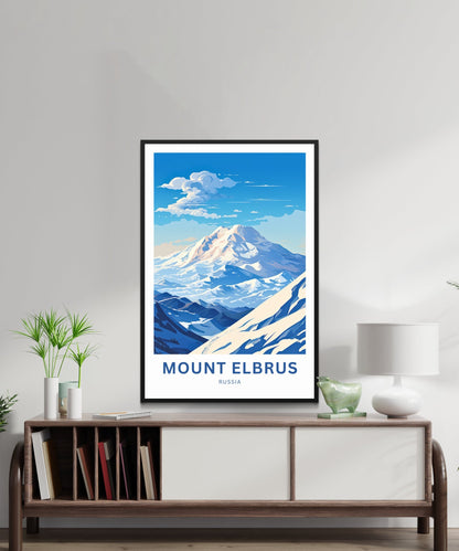 Mount Elbrus Travel Print - Mount Elbrus poster, Russia Wall Art, Framed present, Gift Russia Present - TravelTreasureCo