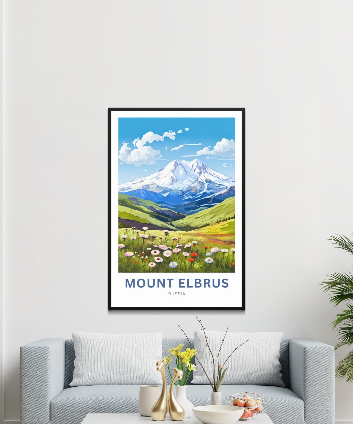 Mount Elbrus Travel Print - Mount Elbrus poster, Russia Wall Art, Framed present, Gift Russia Present - TravelTreasureCo