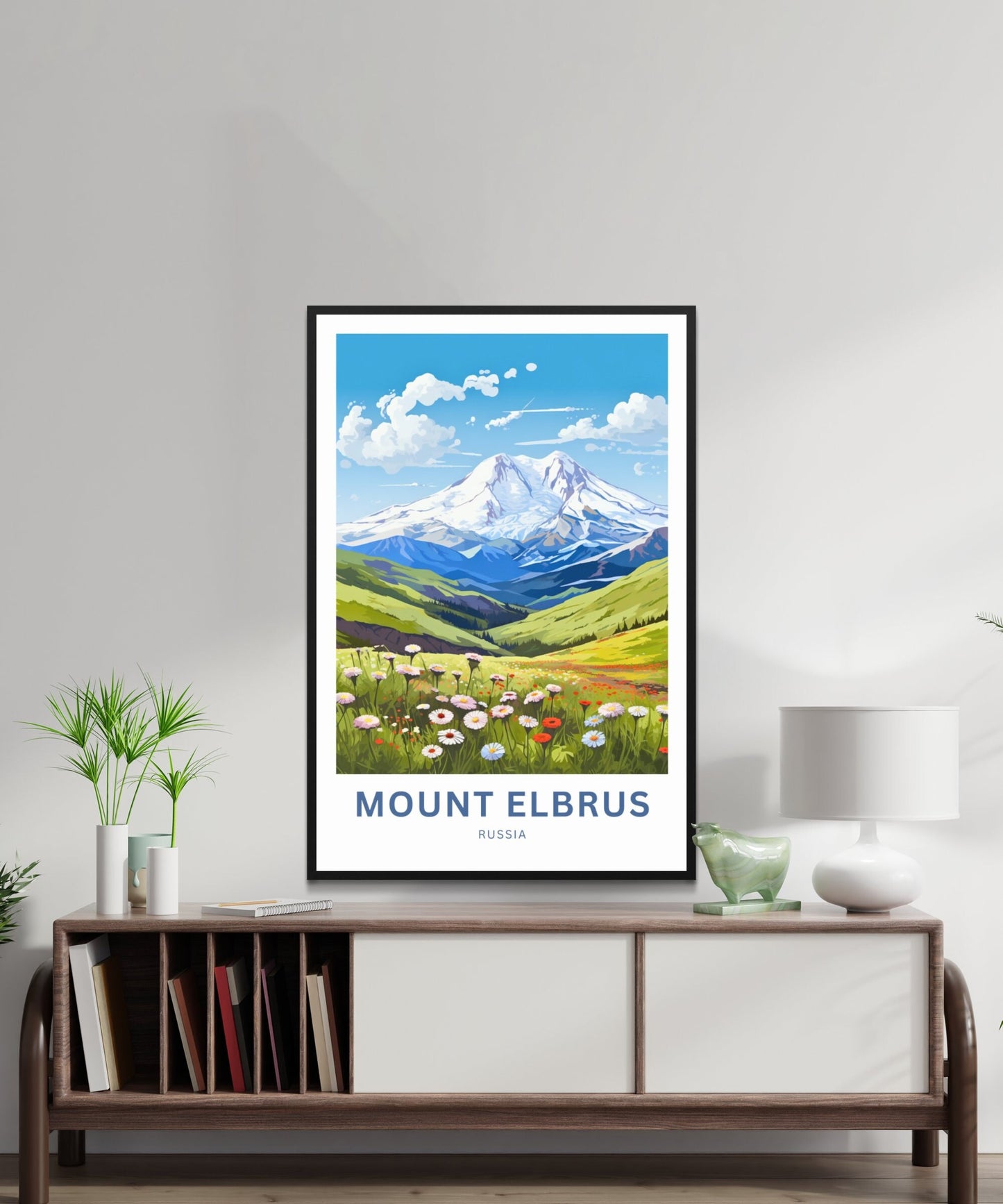 Mount Elbrus Travel Print - Mount Elbrus poster, Russia Wall Art, Framed present, Gift Russia Present - TravelTreasureCo