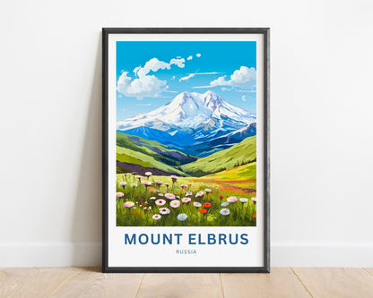 Mount Elbrus Travel Print - Mount Elbrus poster, Russia Wall Art, Framed present, Gift Russia Present - TravelTreasureCo