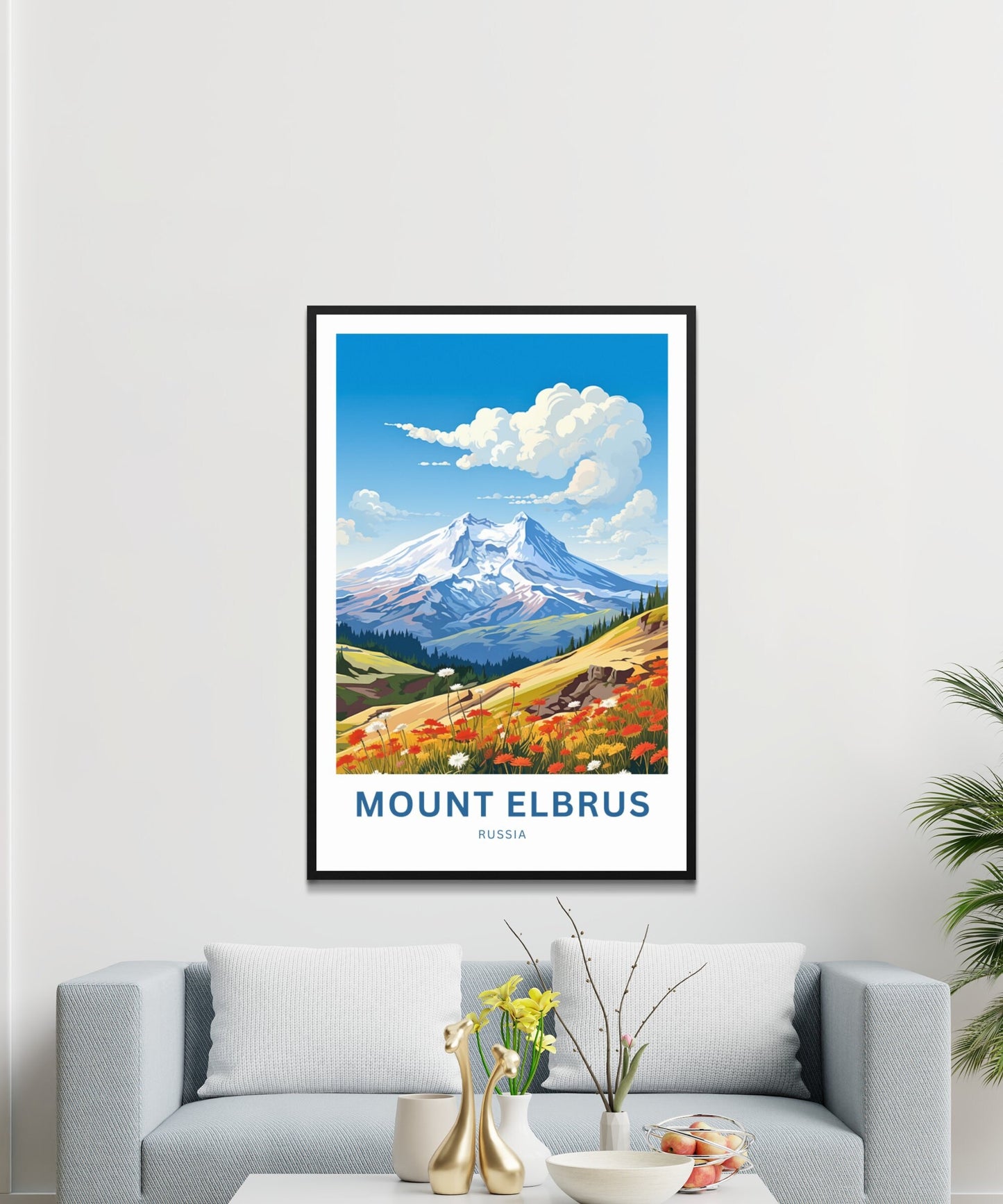 Mount Elbrus Travel Print - Mount Elbrus poster, Russia Wall Art, Framed present, Gift Russia Present - TravelTreasureCo