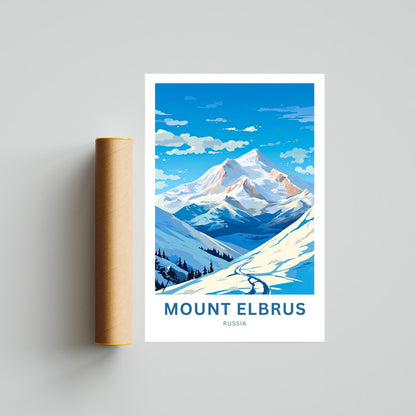 Mount Elbrus Travel Print - Mount Elbrus poster, Russia Wall Art, Framed present, Gift Russia Present - TravelTreasureCo