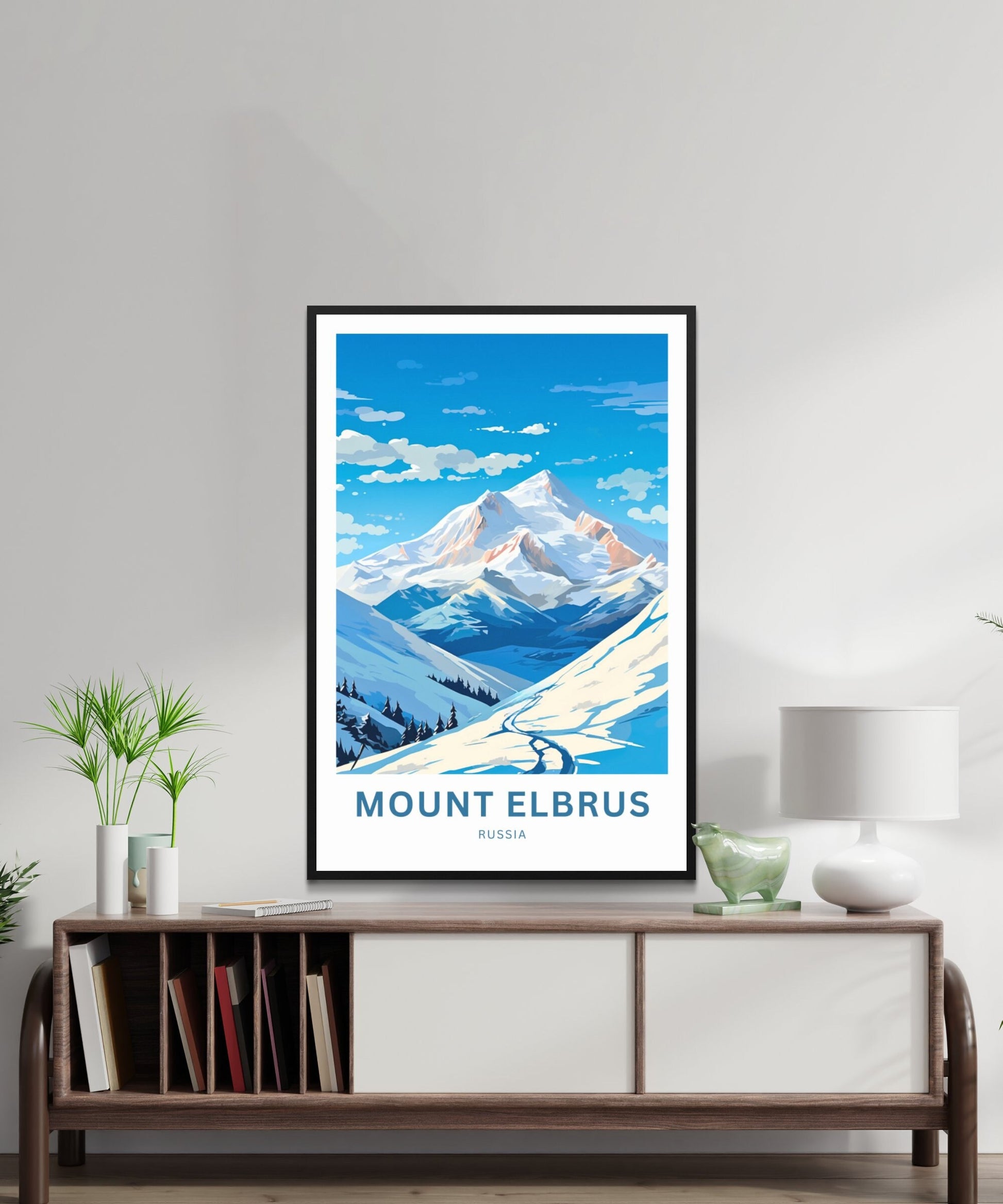 Mount Elbrus Travel Print - Mount Elbrus poster, Russia Wall Art, Framed present, Gift Russia Present - TravelTreasureCo