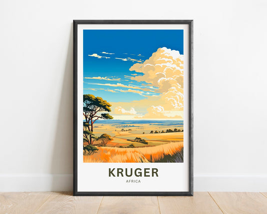Kruger Travel Print - Kruger poster, Africa Wall Art, Framed present, Gift Africa Present - TravelTreasureCo