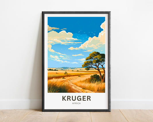 Kruger Travel Print - Kruger poster, Africa Wall Art, Framed present, Gift Africa Present - TravelTreasureCo