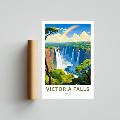 Victoria Falls Travel Print - Victoria Falls poster, Zimbabwe Wall Art, Framed present, Gift Africa Present - TravelTreasureCo