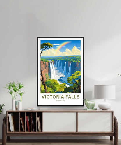 Victoria Falls Travel Print - Victoria Falls poster, Zimbabwe Wall Art, Framed present, Gift Africa Present - TravelTreasureCo