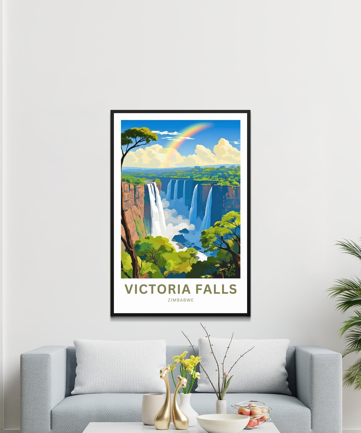 Victoria Falls Travel Print - Victoria Falls poster, Zimbabwe Wall Art, Framed present, Gift Africa Present - TravelTreasureCo