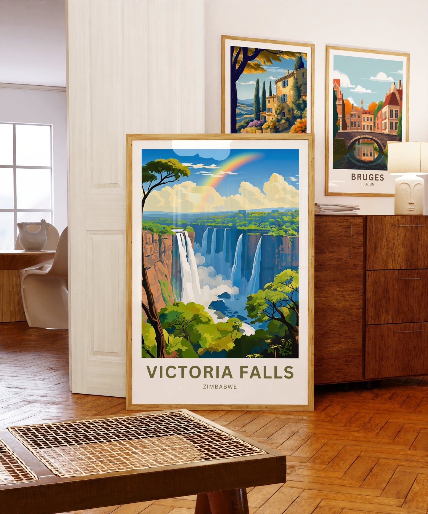 Victoria Falls Travel Print - Victoria Falls poster, Zimbabwe Wall Art, Framed present, Gift Africa Present - TravelTreasureCo