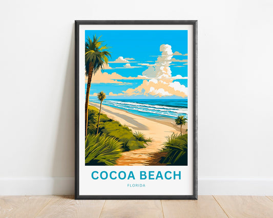 Cocoa Beach Travel Print - Cocoa Beach poster, Florida Wall Art, Framed present, Gift Florida Present - TravelTreasureCo