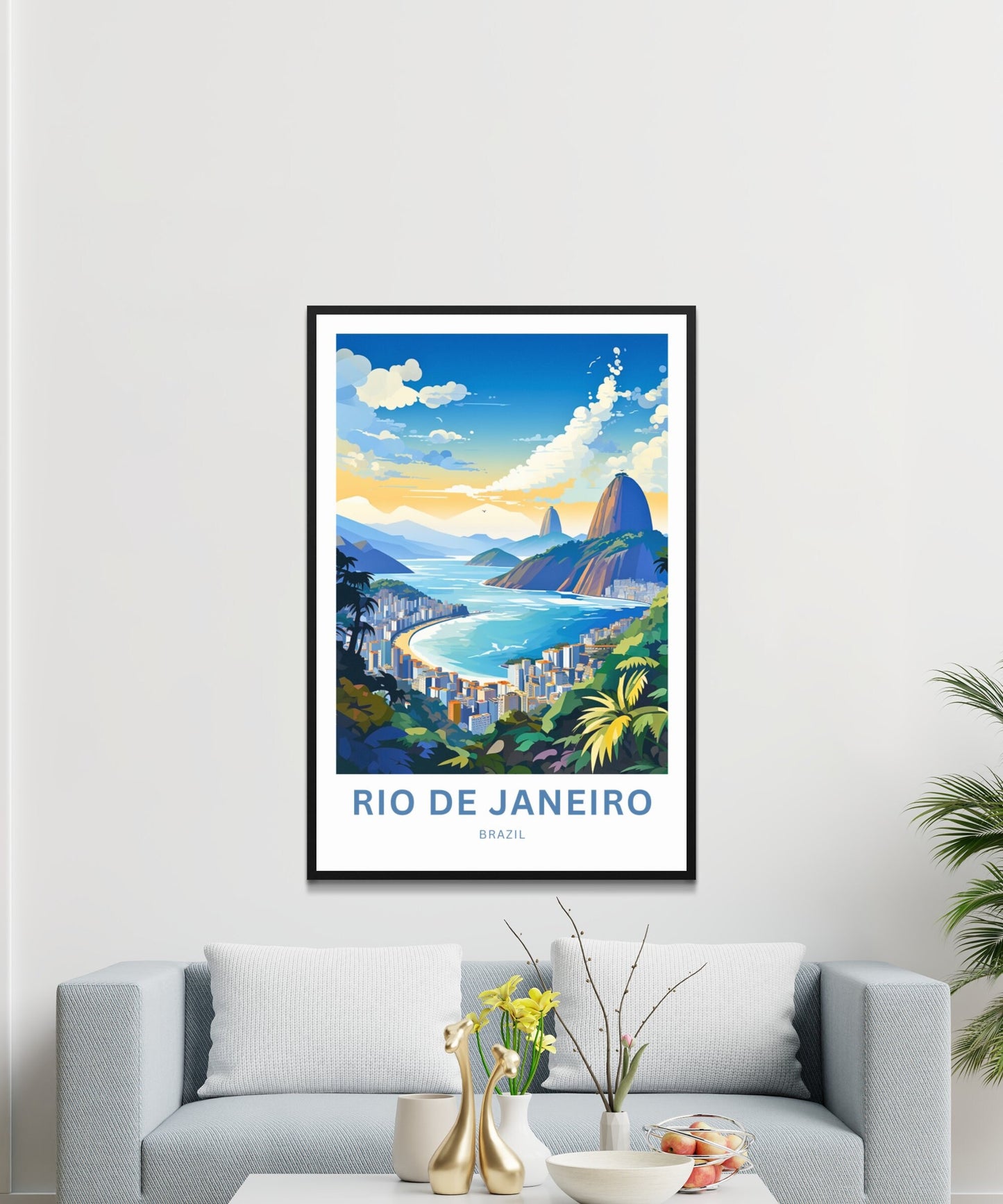 Rio De Janiero Travel Print - Rio De Janiero poster, Brazil Wall Art, Framed present, Gift Brazil Present - TravelTreasureCo