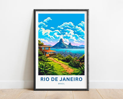 Rio De Janiero Travel Print - Rio De Janiero poster, Brazil Wall Art, Framed present, Gift Brazil Present - TravelTreasureCo