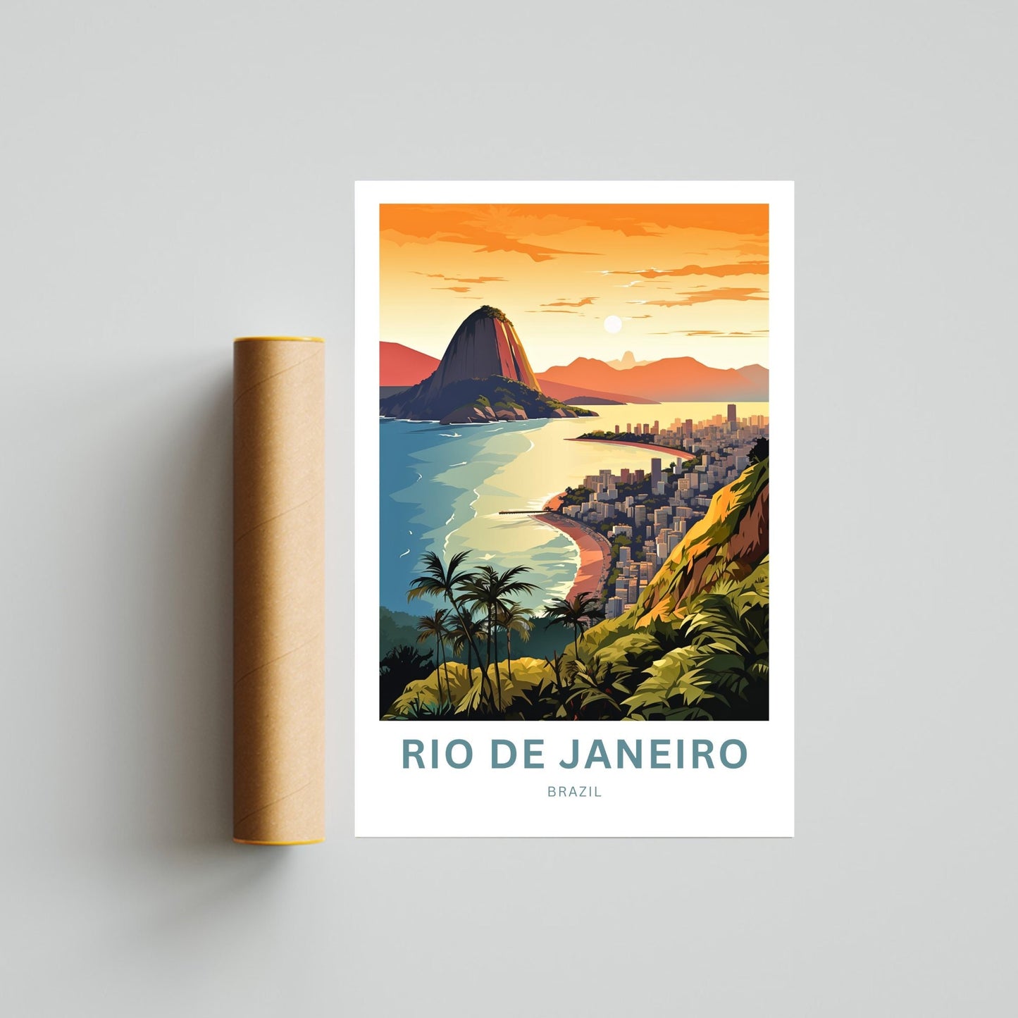 Rio De Janiero Travel Print - Rio De Janiero poster, Brazil Wall Art, Framed present, Gift Brazil Present - TravelTreasureCo