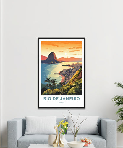 Rio De Janiero Travel Print - Rio De Janiero poster, Brazil Wall Art, Framed present, Gift Brazil Present - TravelTreasureCo