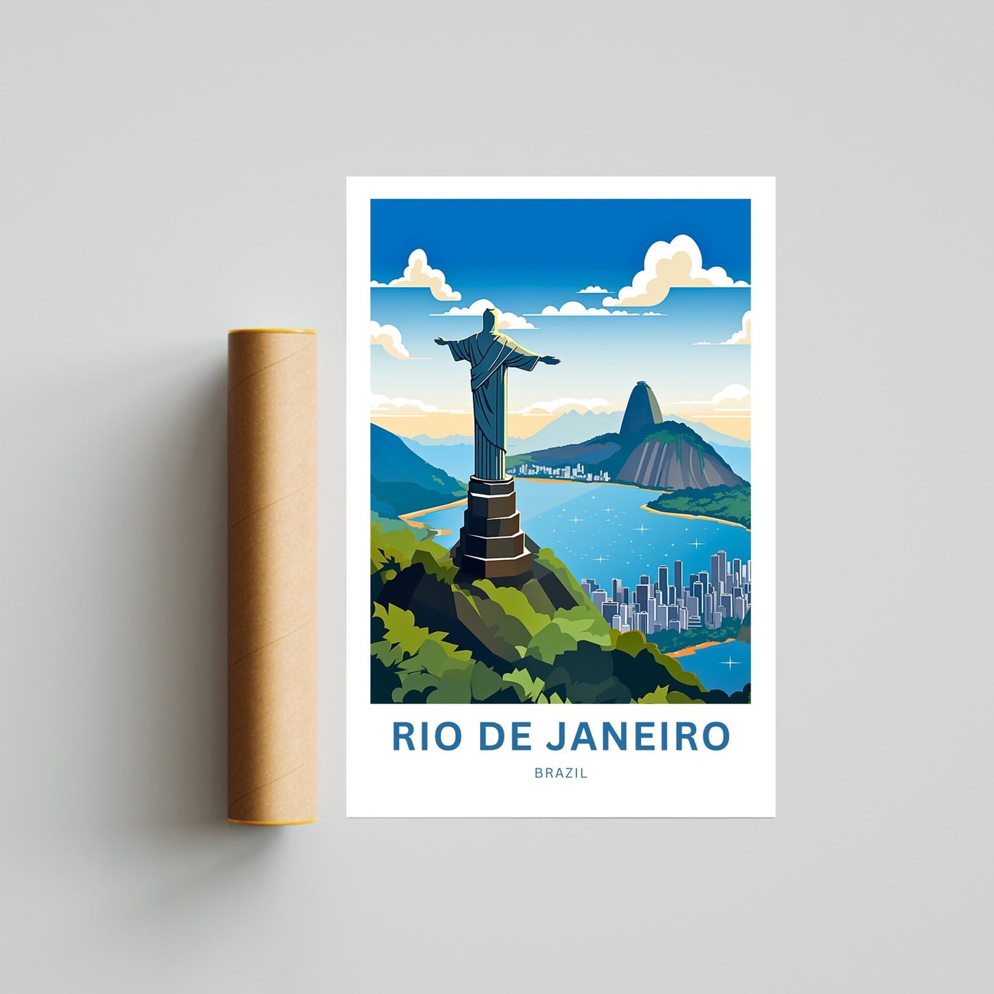 Rio De Janiero Travel Print - Rio De Janiero poster, Brazil Wall Art, Framed present, Gift Brazil Present - TravelTreasureCo