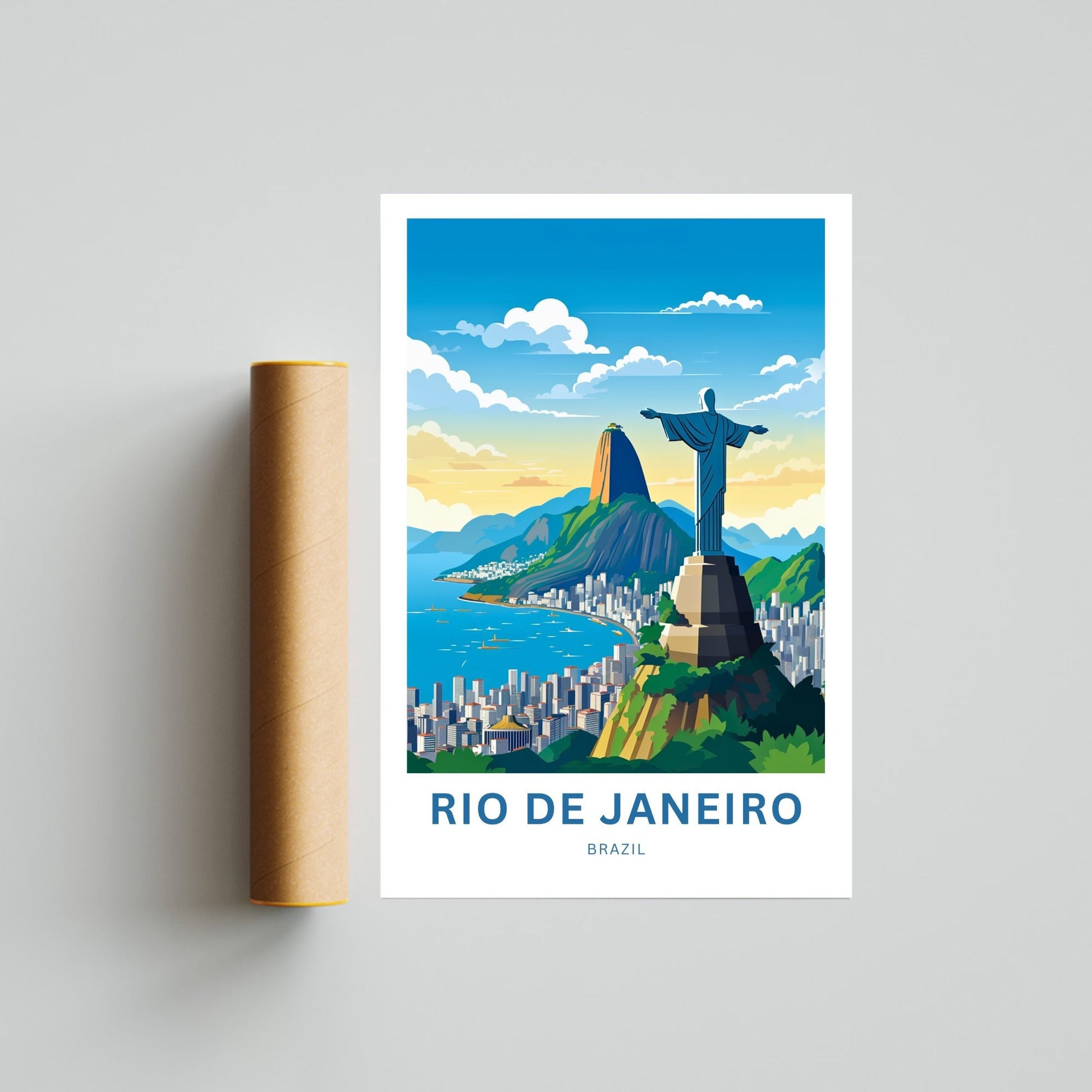 Rio De Janiero Travel Print - Rio De Janiero poster, Brazil Wall Art, Framed present, Gift Brazil Present - TravelTreasureCo