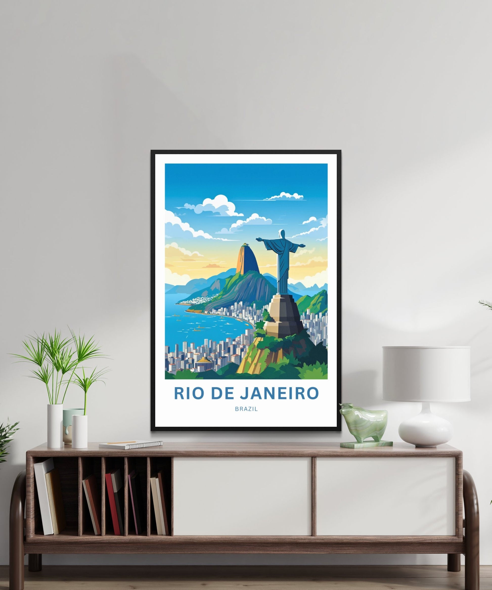 Rio De Janiero Travel Print - Rio De Janiero poster, Brazil Wall Art, Framed present, Gift Brazil Present - TravelTreasureCo