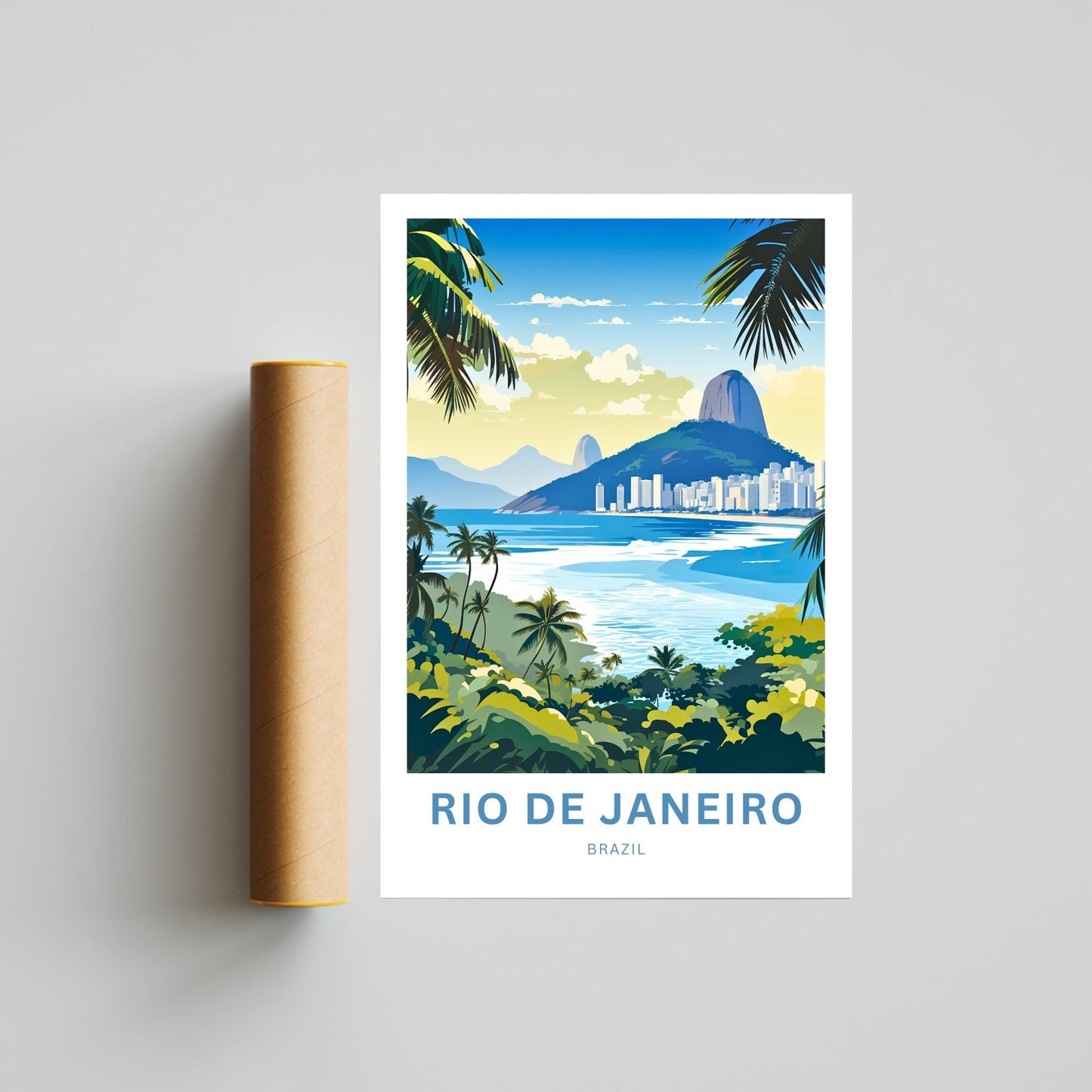 Rio De Janiero Travel Print - Rio De Janiero poster, Brazil Wall Art, Framed present, Gift Brazil Present - TravelTreasureCo