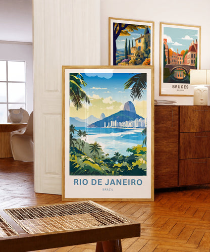 Rio De Janiero Travel Print - Rio De Janiero poster, Brazil Wall Art, Framed present, Gift Brazil Present - TravelTreasureCo