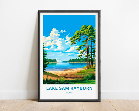 Lake Sam Rayburn Travel Print - Sam Rayburn poster, Texas Wall Art, Framed present, Gift Texas Present - TravelTreasureCo