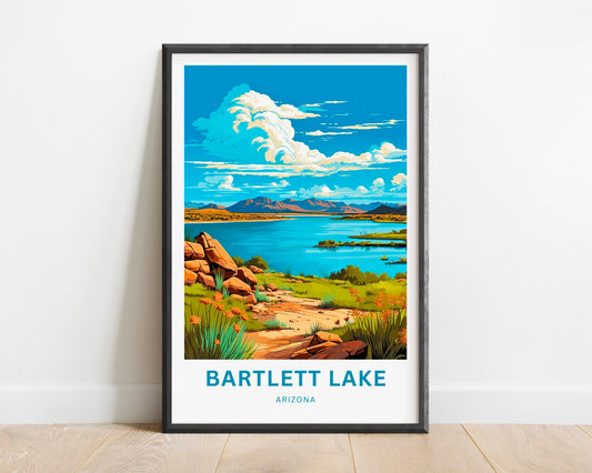 Bartlett Lake Travel Print - Bartlett Lake poster, Arizona Wall Art, Framed present, Gift Arizona Present - TravelTreasureCo