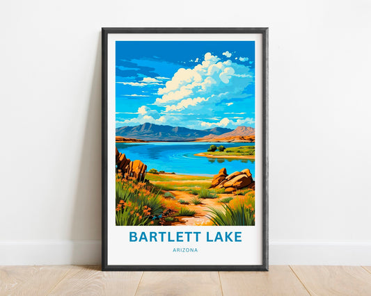 Bartlett Lake Travel Print - Bartlett Lake poster, Arizona Wall Art, Framed present, Gift Arizona Present - TravelTreasureCo