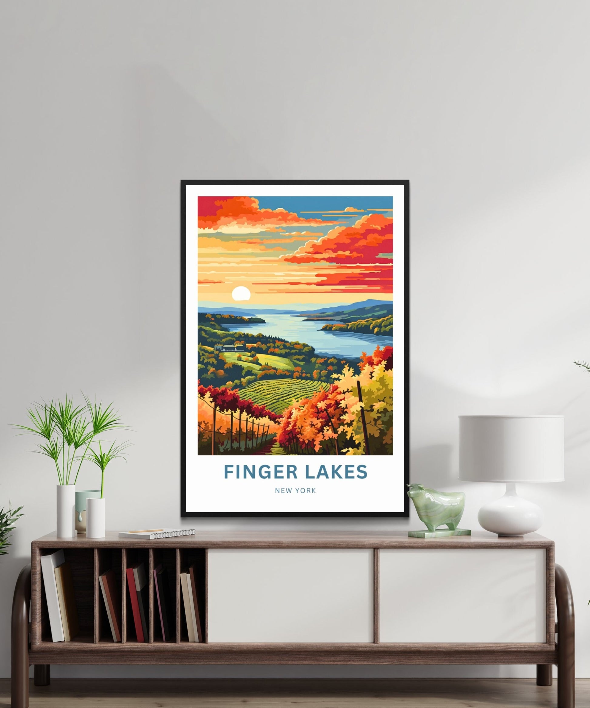 Finger Lakes Travel Print - Finger Lakes poster, New York Wall Art, Framed present, Gift New York Present - TravelTreasureCo