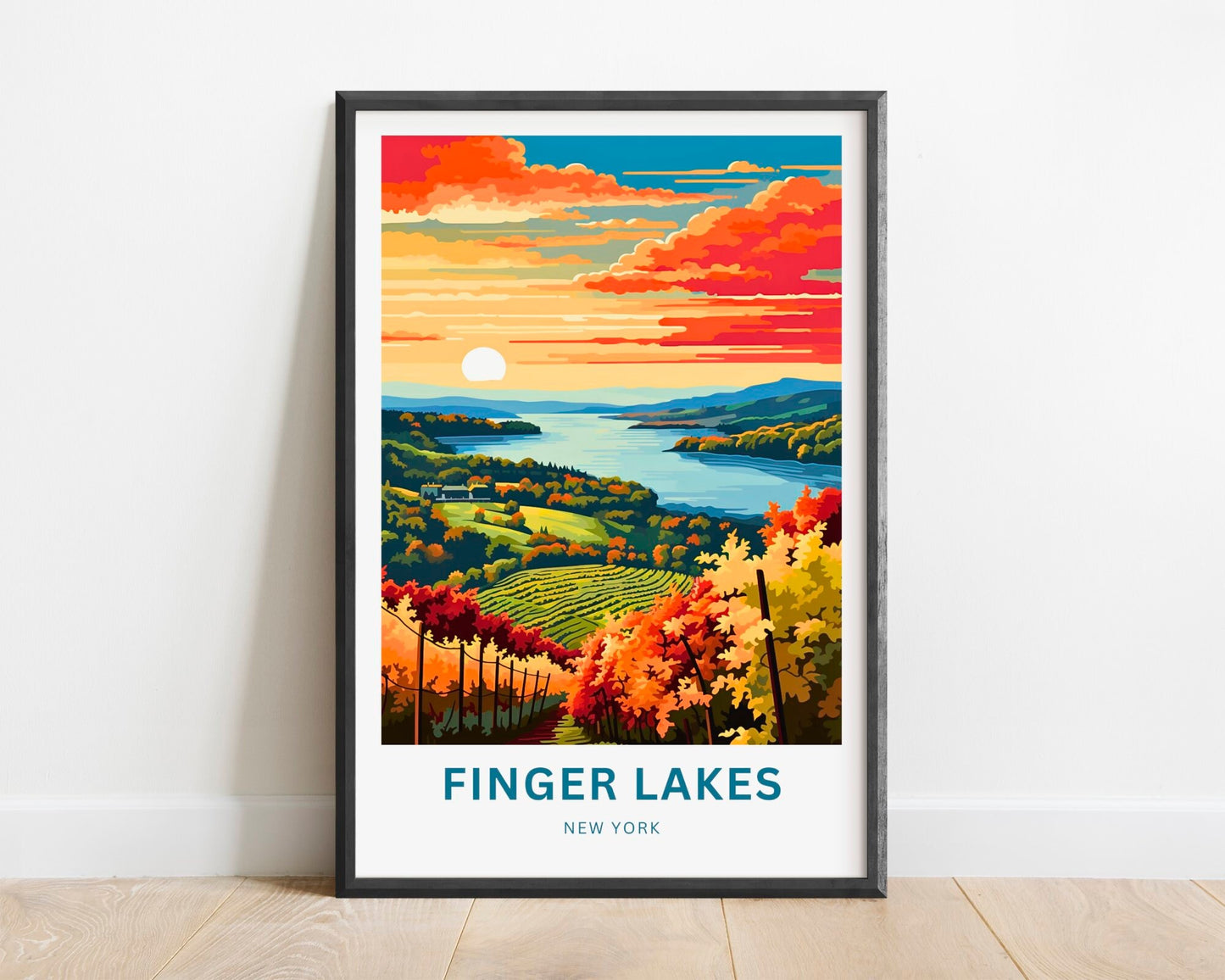 Finger Lakes Travel Print - Finger Lakes poster, New York Wall Art, Framed present, Gift New York Present - TravelTreasureCo