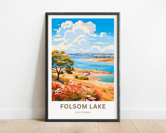Folsom Lake Travel Print - Folsom Lake poster, California Wall Art, Framed present, Gift California Present - TravelTreasureCo