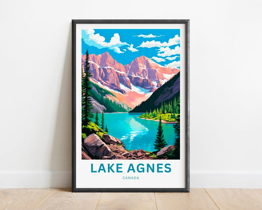 Lake Agnes Travel Print - Lake Agnes poster, Canada Wall Art, Framed present, Gift Canada Present - TravelTreasureCo