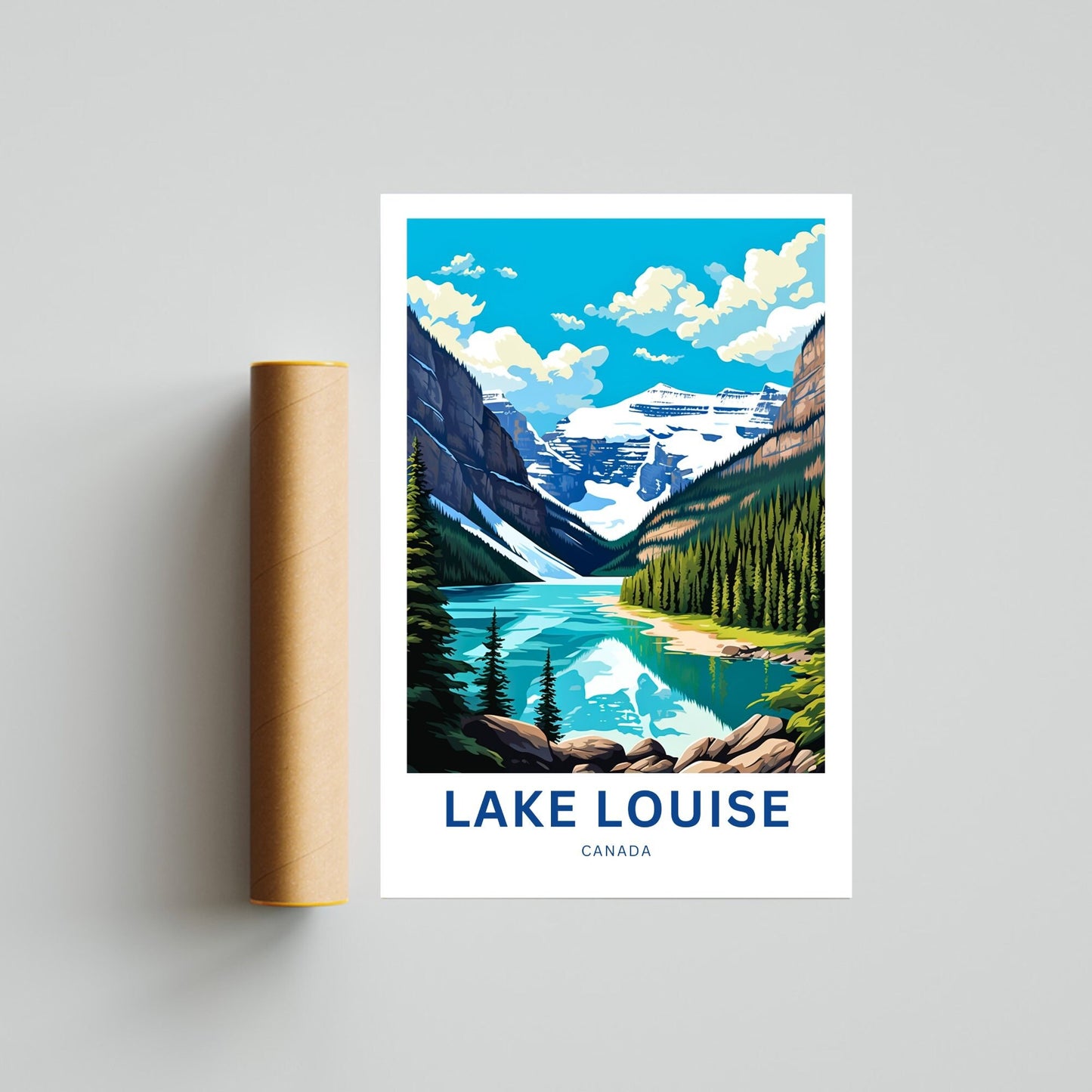 Lake Louise Travel Print - Lake Louise poster, Canada Wall Art, Framed present, Gift Canada Present - TravelTreasureCo