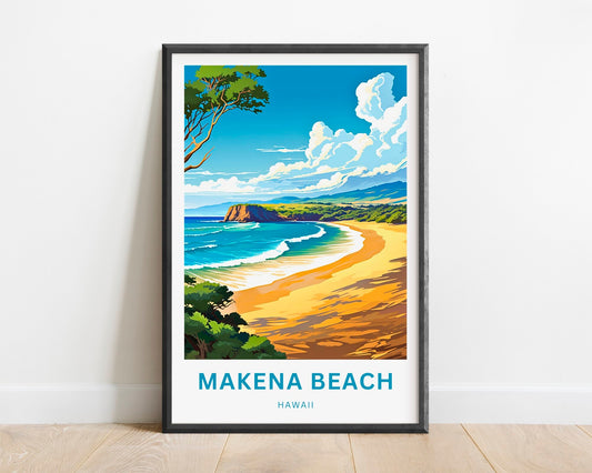 Makena Beach Travel Print - Makena Beach poster, Hawaii Wall Art, Framed present, Gift Hawaii Present - TravelTreasureCo