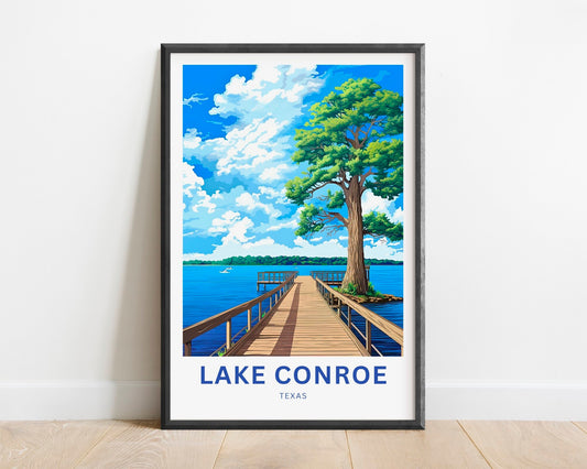 Lake Conroe Travel Print - Lake Conroe poster, Texas Wall Art, Framed present, Gift Texas Present - TravelTreasureCo