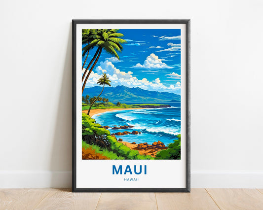 Maui Travel Print - Maui poster, Hawaii Wall Art, Framed present, Gift Hawaii Present - TravelTreasureCo