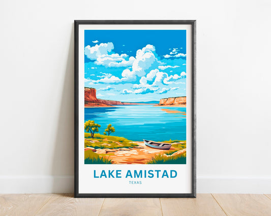 Lake Amistad Travel Print - Lake Amistad poster, Texas Wall Art, Framed present, Gift Texas Present - TravelTreasureCo
