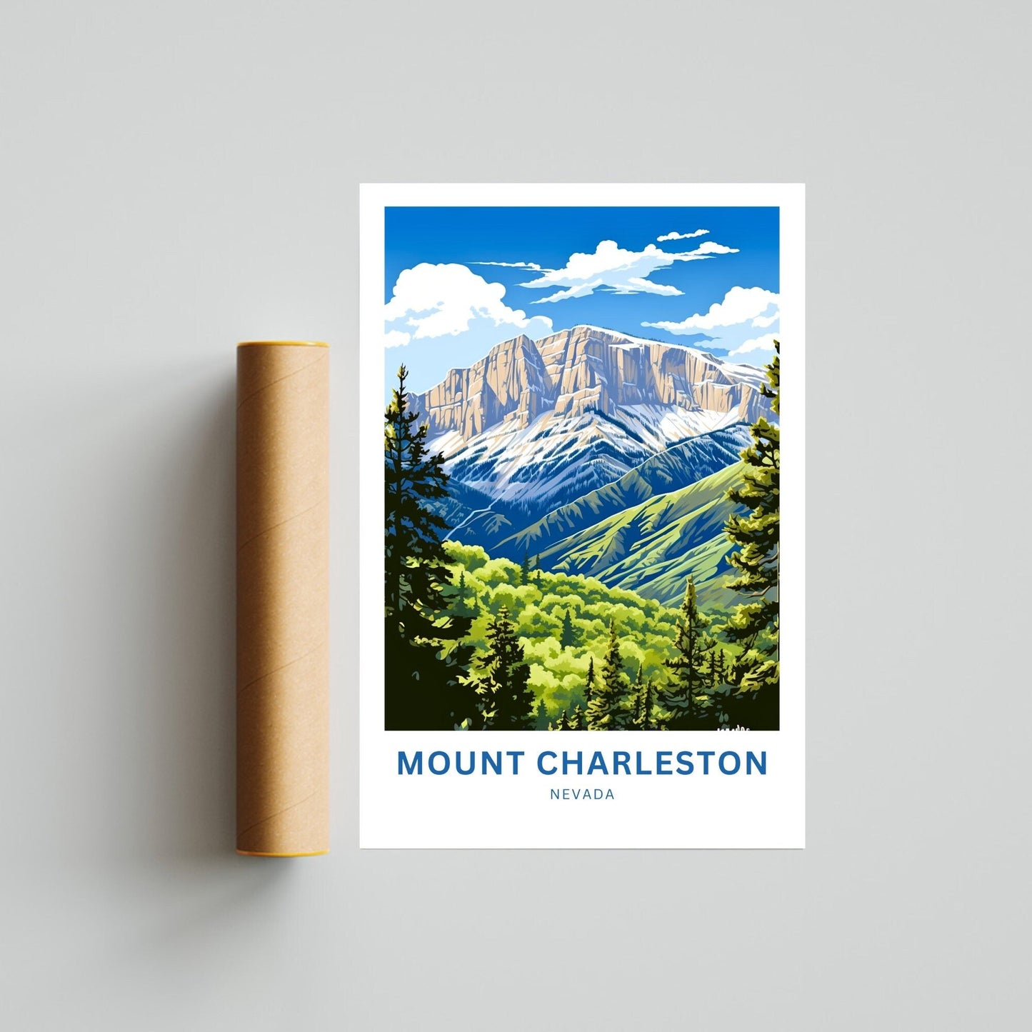 Mount Charleston Travel Print - Mount Charleston poster, Nevada Wall Art, Framed present, Gift Nevada Present - TravelTreasureCo