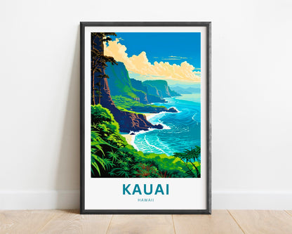 Kauai Travel Print - Kauai poster, Hawaii Wall Art, Framed present, Gift Hawaii Present - TravelTreasureCo