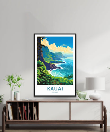 Kauai Travel Print - Kauai poster, Hawaii Wall Art, Framed present, Gift Hawaii Present - TravelTreasureCo