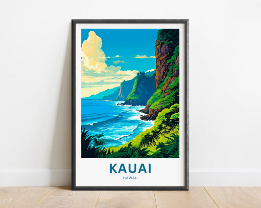 Kauai Travel Print - Kauai poster, Hawaii Wall Art, Framed present, Gift Hawaii Present - TravelTreasureCo