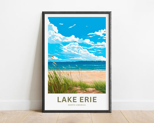 Lake Erie Travel Print - Lake Erie poster, Great Lakes Wall Art, Framed present, Gift North America Present - TravelTreasureCo