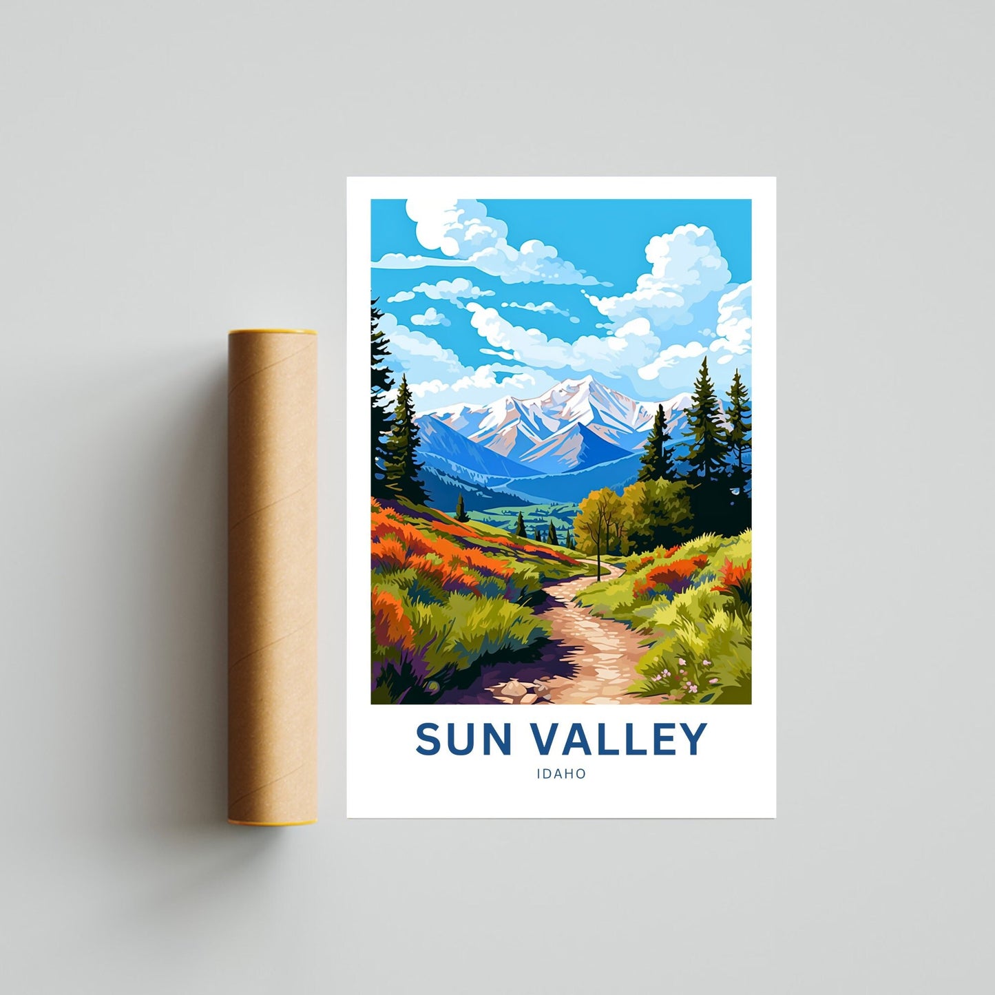 Sun Valley Travel Print - Sun Valley poster, Idaho Wall Art, Framed present, Gift Idaho Present - TravelTreasureCo