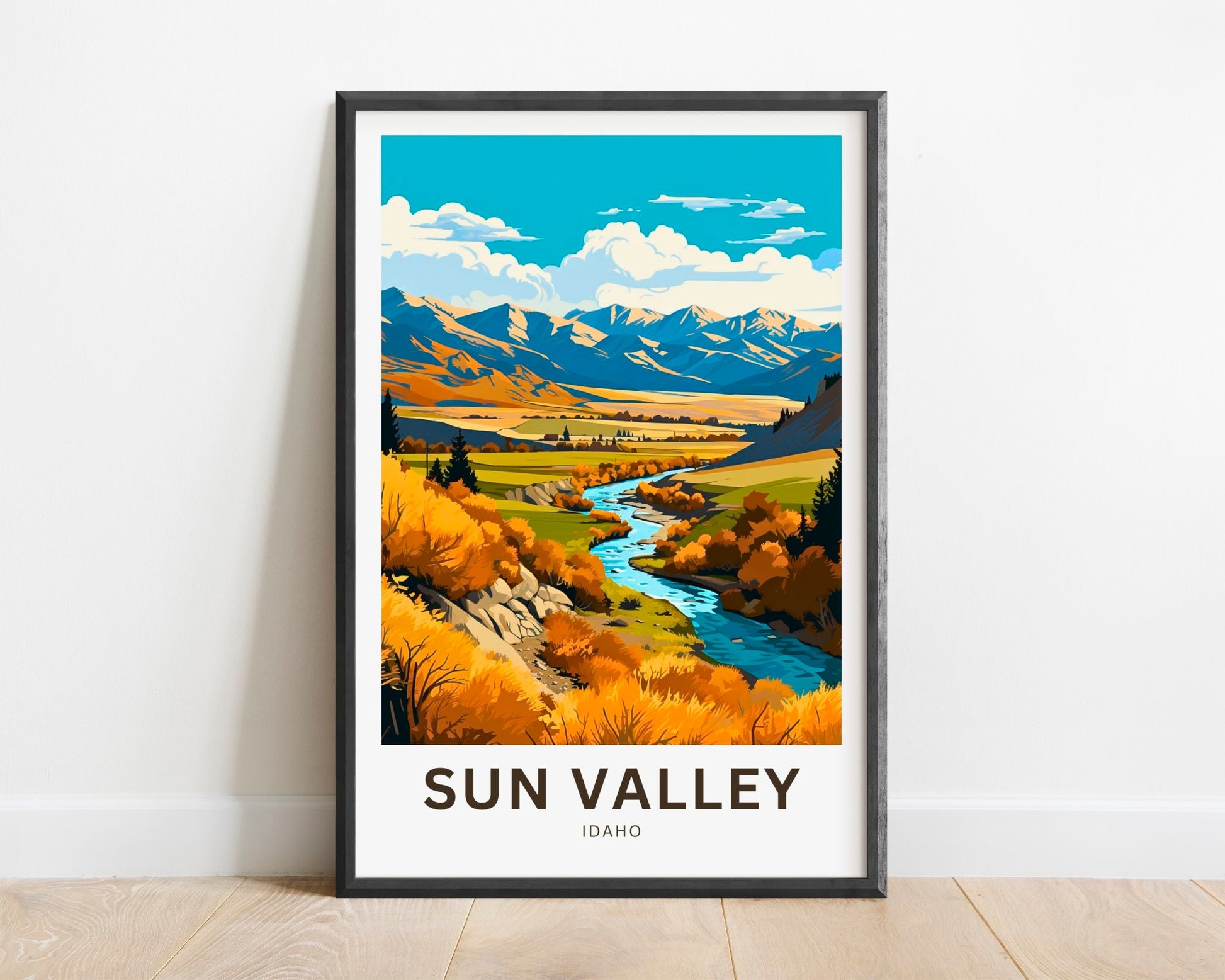 Sun Valley Travel Print - Sun Valley poster, Idaho Wall Art, Framed present, Gift Idaho Present - TravelTreasureCo