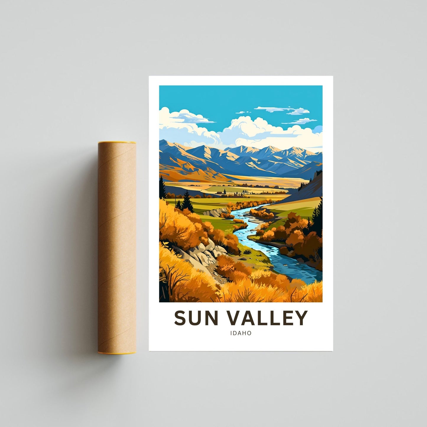 Sun Valley Travel Print - Sun Valley poster, Idaho Wall Art, Framed present, Gift Idaho Present - TravelTreasureCo